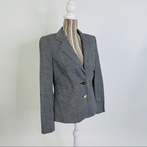 Escada Houndstooth Green Gold 2 Button Blazer - Picture 9 of 14